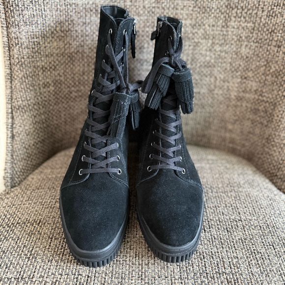 Franco Sarto L-Becks Boots Size 9 Black Suede Leather - Picture 3 of 12